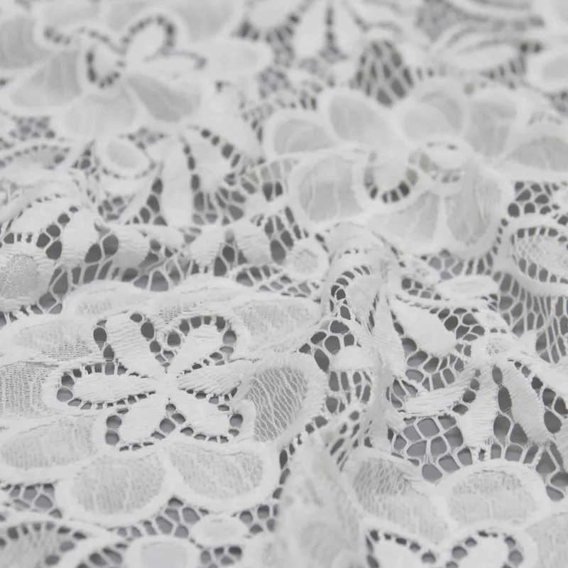 White Botanical Lace Fabric HY-01995 — detail 4