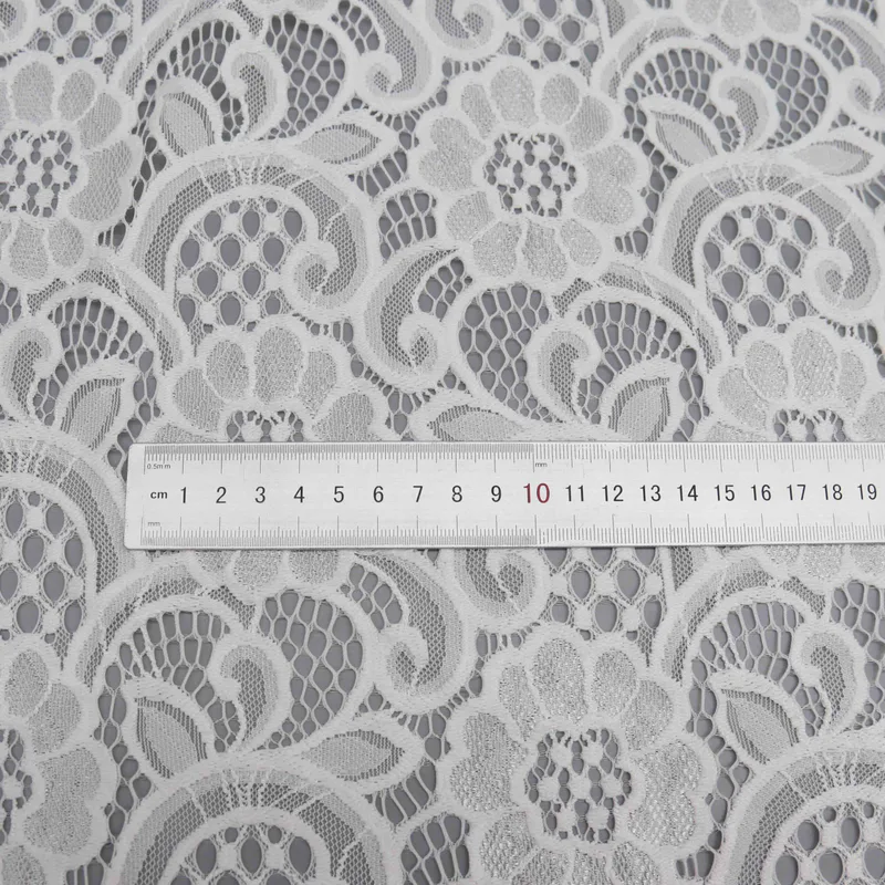 White Floral Lace Fabric HY-02695 — detail 6