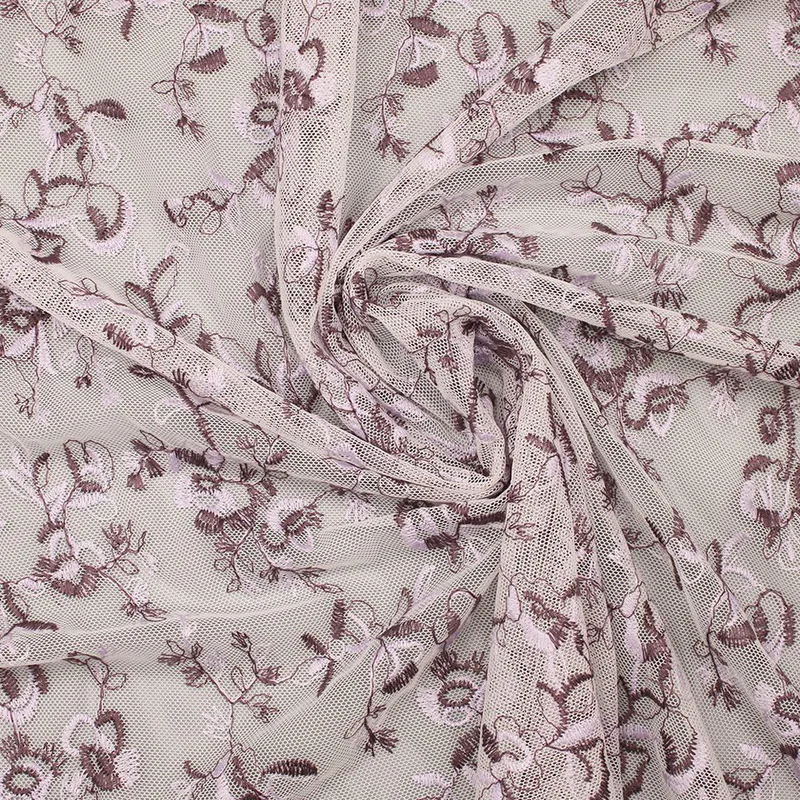 Rosa Netzstoff mit Blütenstickerei H882 — Detail 2