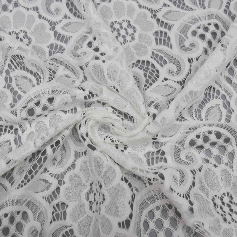 White Floral Lace Fabric HY-02695 — detail 4