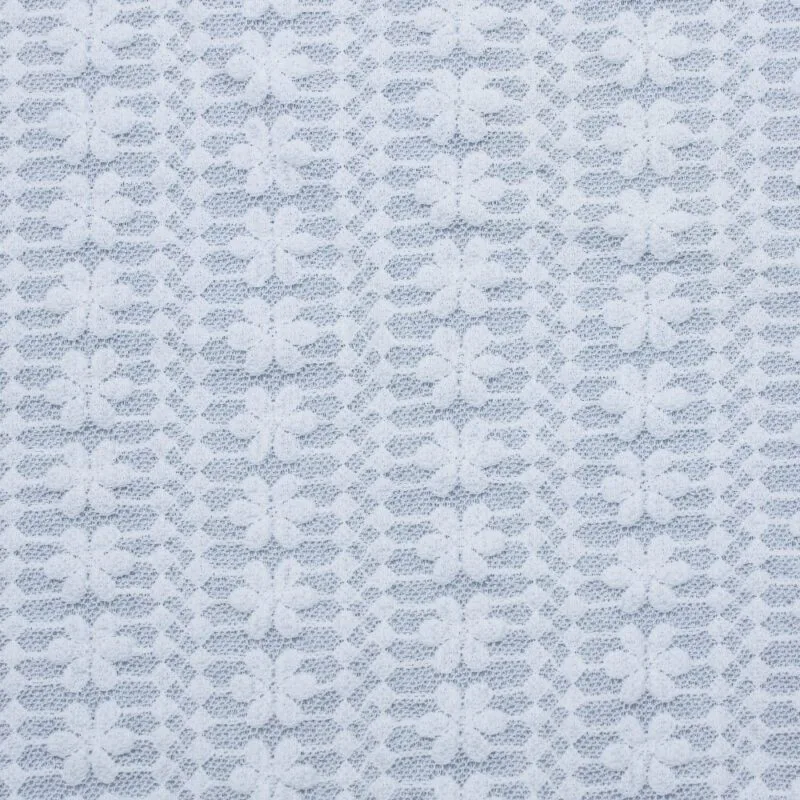 White Floral Mesh Lace Fabric JC-1317