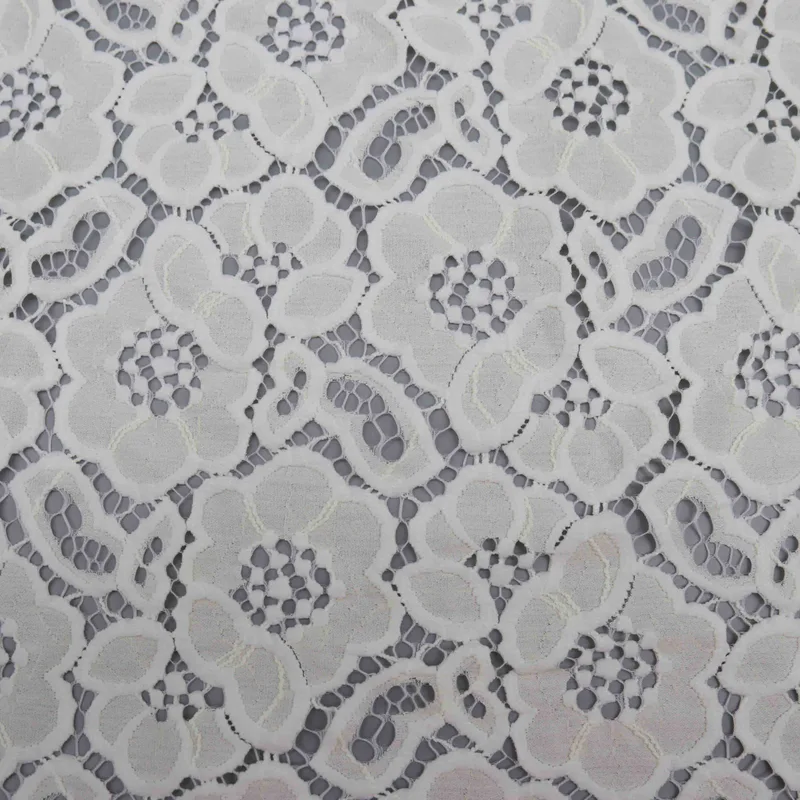 Off-White Clustered Floral Openwork Lace HY-53210 — detail 2