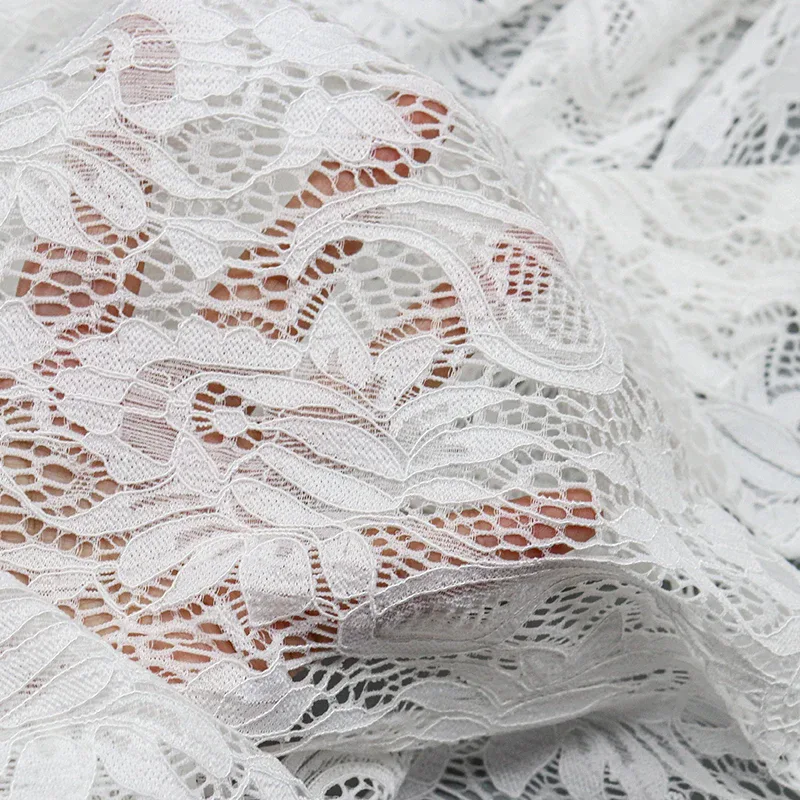 White Paisley Floral Lace Fabric SY1236-1#