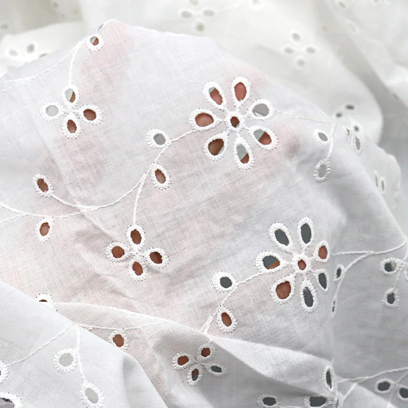 Floral Eyelet Cotton Fabric M027289B — detail 2