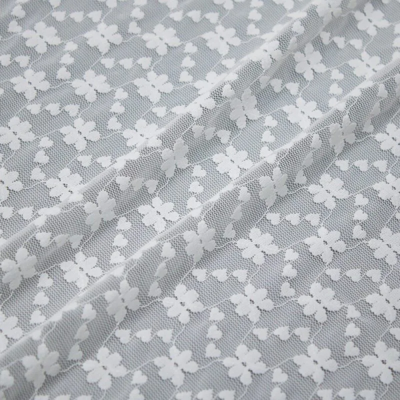White Floral and Heart Mesh Lace Fabric JC-1729 — detail 2