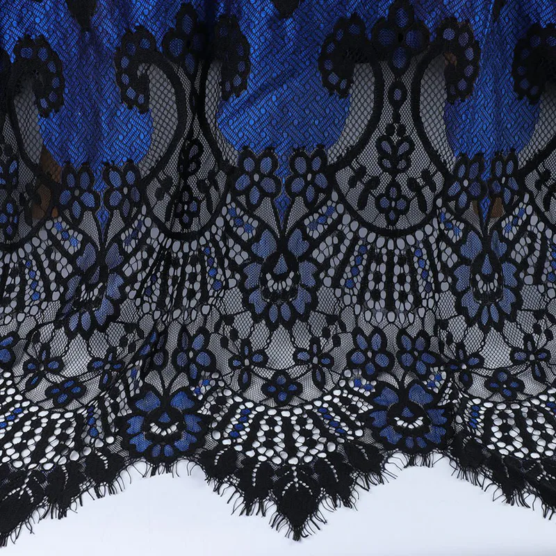 Black Glitter Eyelash Lace Fabric 6066