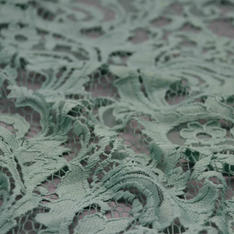 Mint Botanical Lace Fabric HY-10060 — detail 5