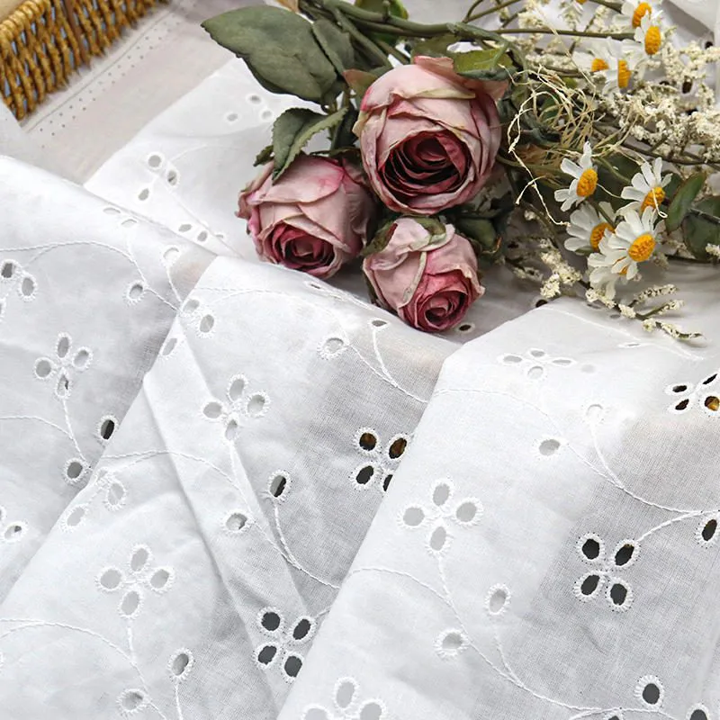 Floral Eyelet Cotton Fabric M027289B