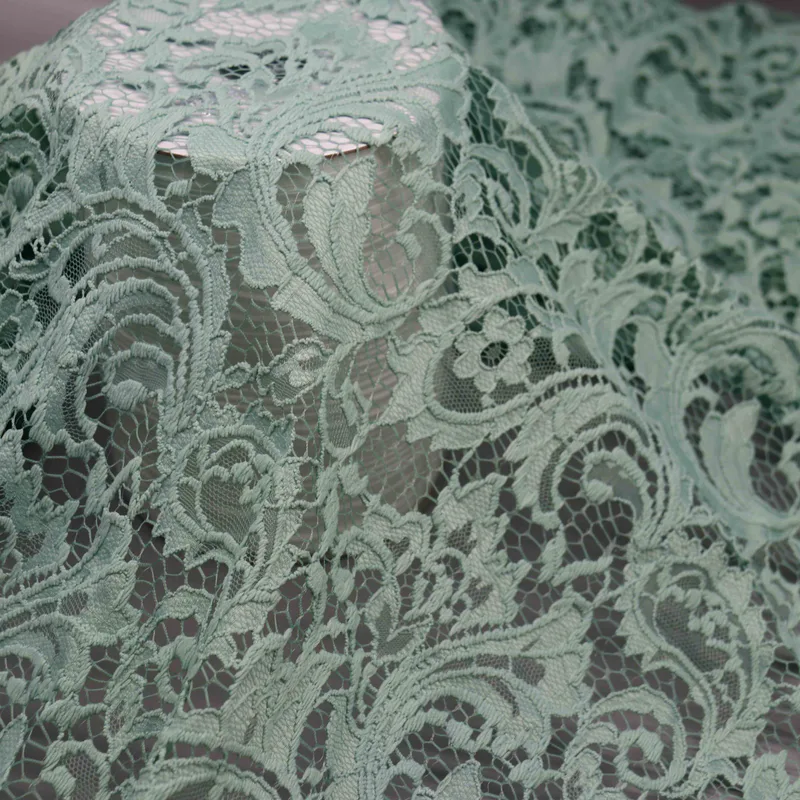 Mint Botanical Lace Fabric HY-10060 — detail 2