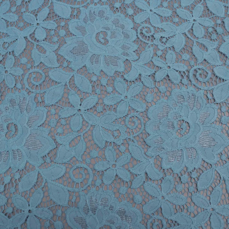 Sky Blue Raised Floral Lace HY-05171 — detail 4