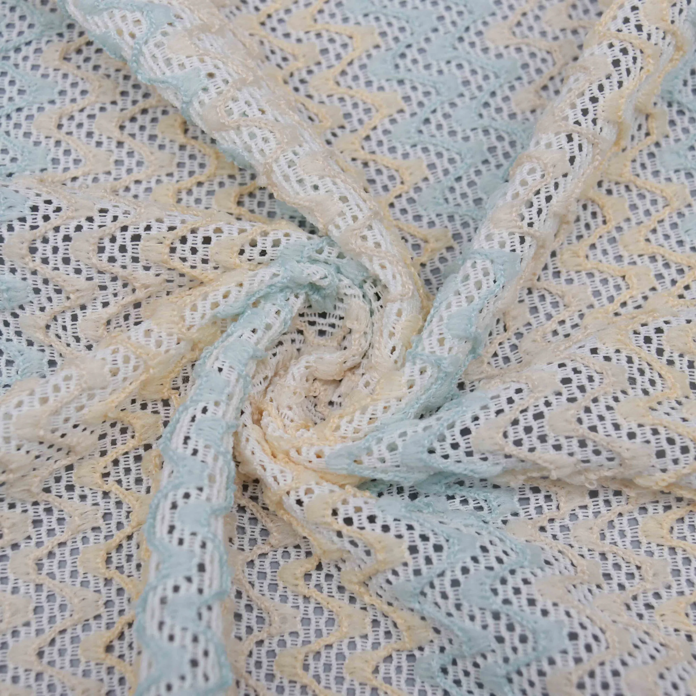 Pastel Chevron Openwork Knit Fabric RT-AWS360