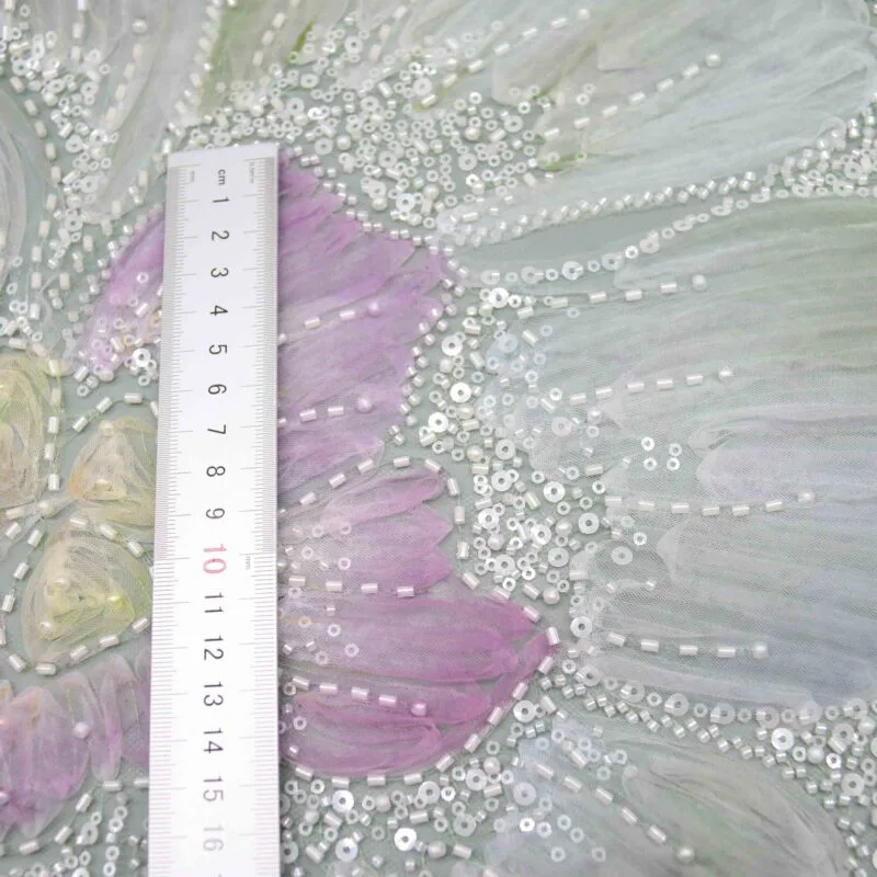 Floral Beaded Lace Fabric YT-25003 — detail 2