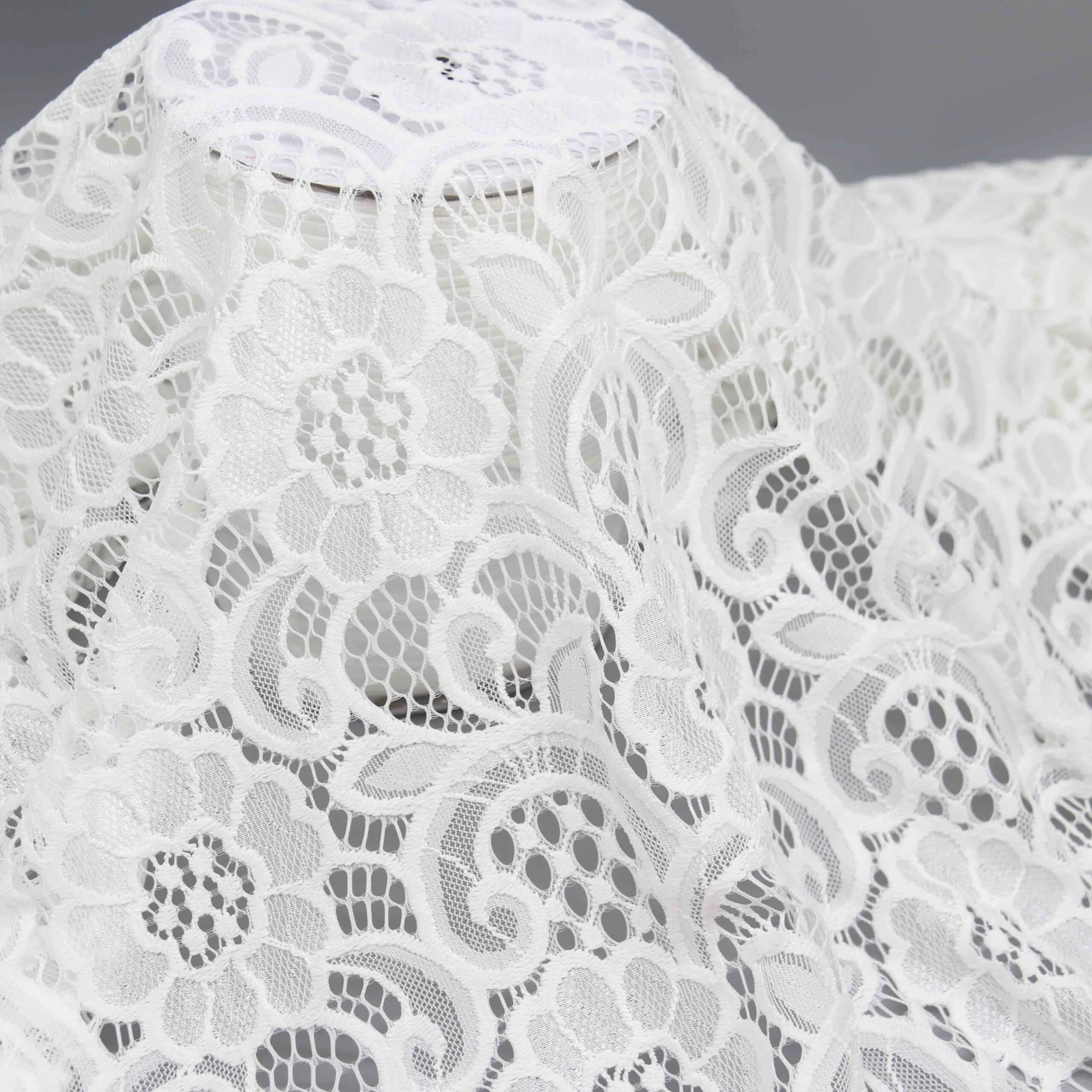White Floral Lace Fabric HY-02695