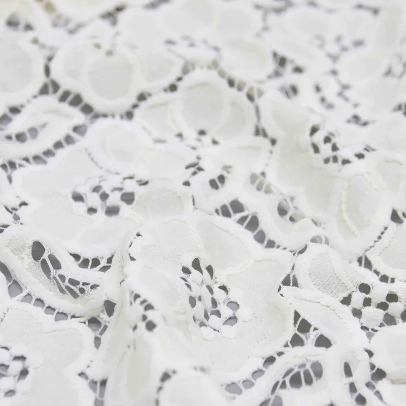 Off-White Clustered Floral Openwork Lace HY-53210 — detail 3