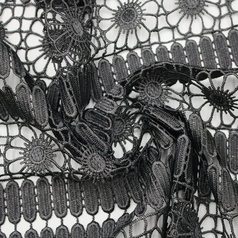 Geometric Floral Corded Lace Fabric KS-1294 — detail 3