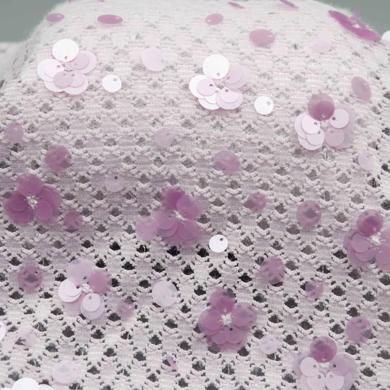 Lavender Floral Sequin Openwork Knit YT260610 — detail 3
