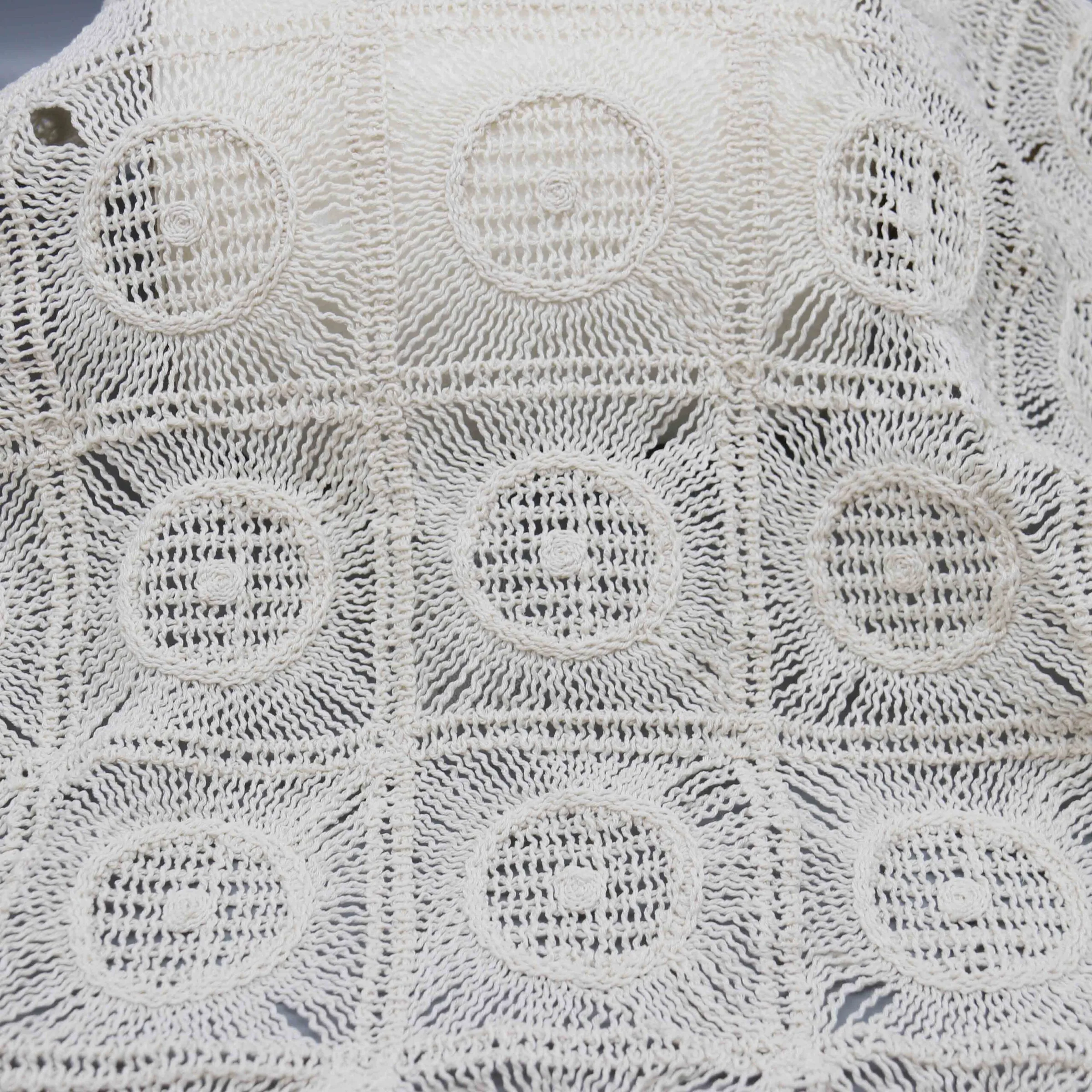 Ivory Square-and-Circle Openwork Lace JY-02666-2