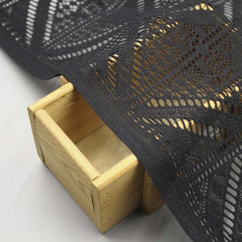 Black Crochet Style Net Lace Fabric F2311 — detail 3