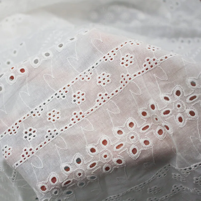 White Cotton Eyelet Embroidery Fabric BEL3157 — detail 2