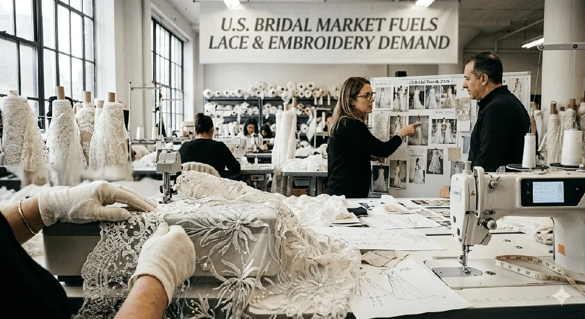 US-Brautmodemarkt treibt Nachfrage nach Spitzenborten und Stickereistoffen an