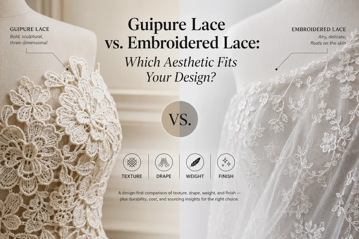 Guipur frente a encaje bordado: ¿qué estética encaja con su diseño? — imagen del artículo 1 Guipur frente a encaje bordado: ¿qué estética encaja con su diseño? — imagen del artículo 1