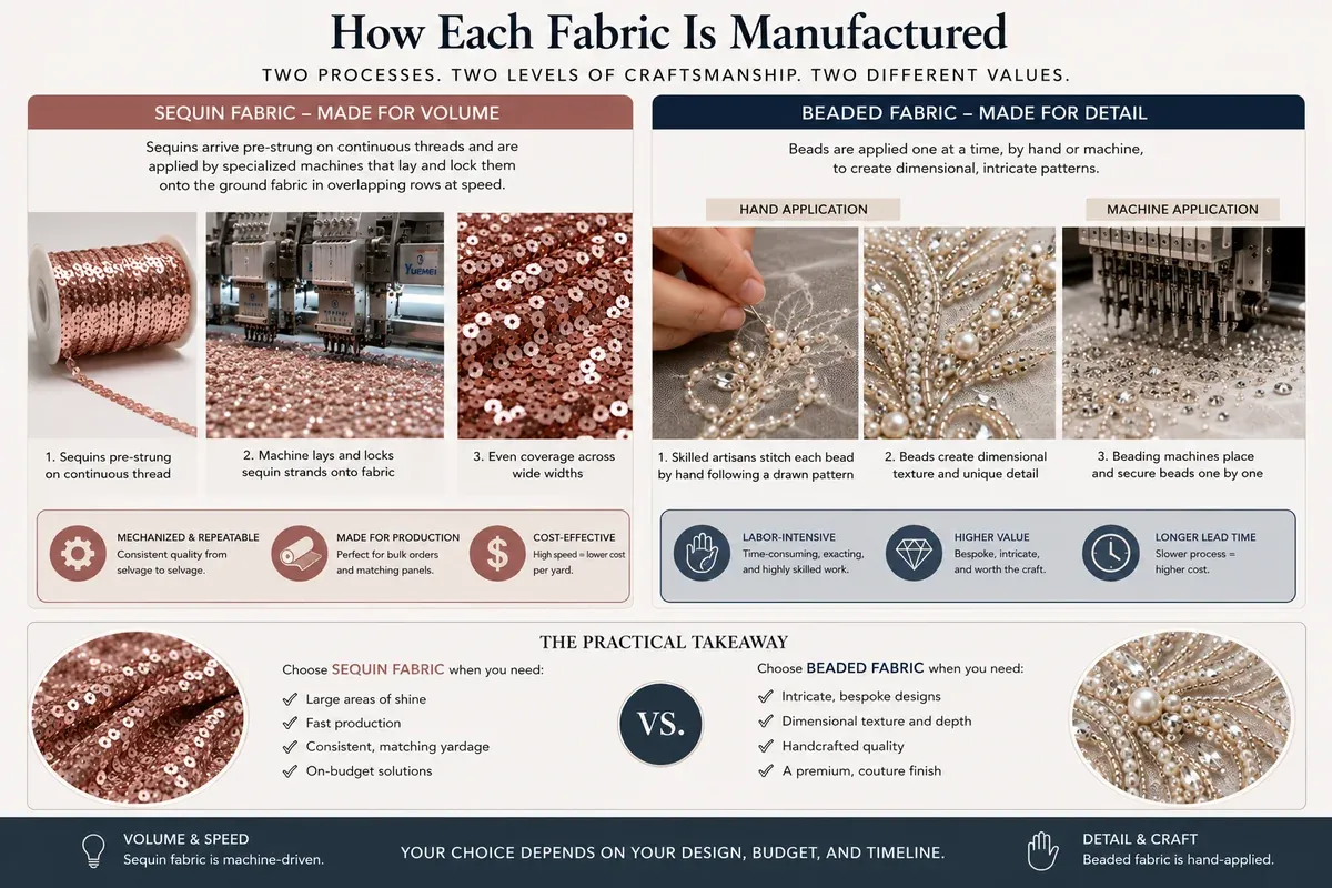 Sequin Fabric vs. Beaded Fabric: A Complete Guide to Two Embellished Textiles — article image 3 Sequin Fabric vs. Beaded Fabric: A Complete Guide to Two Embellished Textiles — article image 3