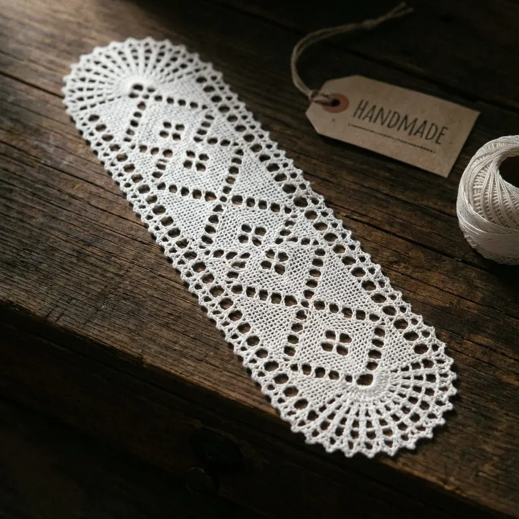 Marque-page terminé en dentelle torchon