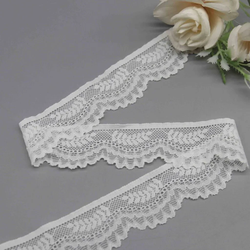 3.3cm Floral Stretch Lace Trim for Lingerie and Apparel Edging — product detail