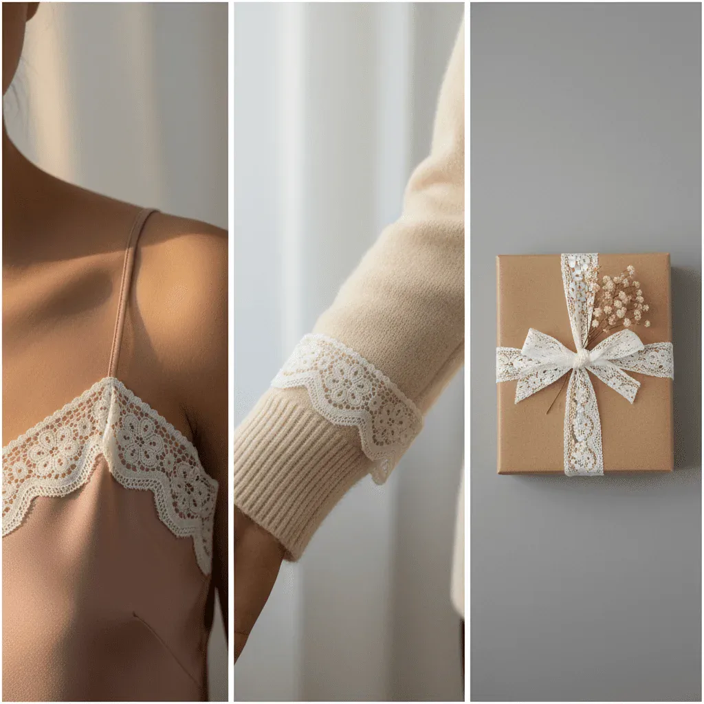 Delicate Galloon Lace Trim for Lingerie Straps and Apparel Edging — detail view 4 Delicate Galloon Lace Trim for Lingerie Straps and Apparel Edging — detail view 4
