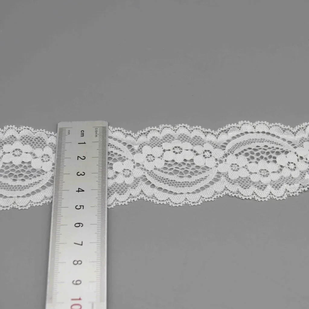 Wide Vintage Stretch Lace Trim for Lingerie Bands and Apparel Overlays — detail view 2 Wide Vintage Stretch Lace Trim for Lingerie Bands and Apparel Overlays — detail view 2