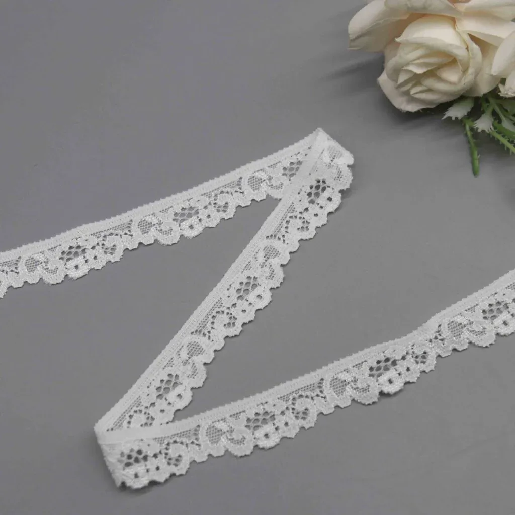 Delicate Narrow Elastic Lace for Fine Lingerie Trims and Apparel Edging — product detail Delicate Narrow Elastic Lace for Fine Lingerie Trims and Apparel Edging — product detail