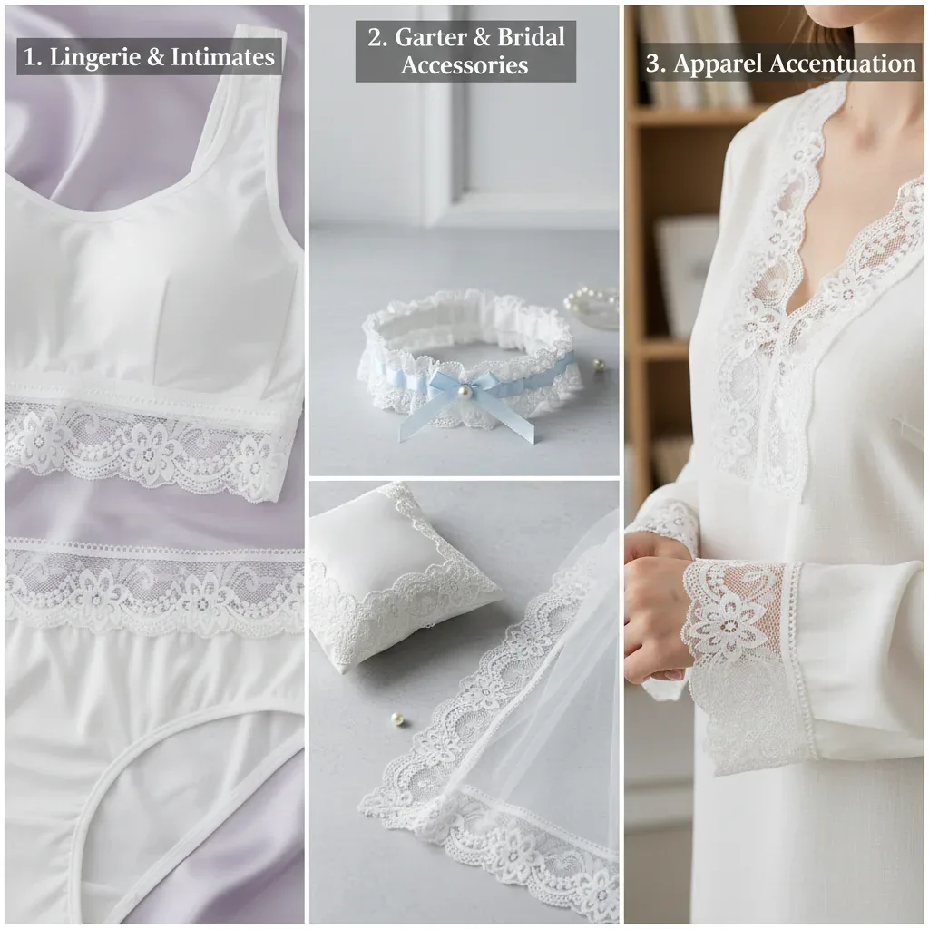 Galon de dentelle extensible à fleurs pour ceintures de lingerie et bordures de vêtements — vue de détail 4