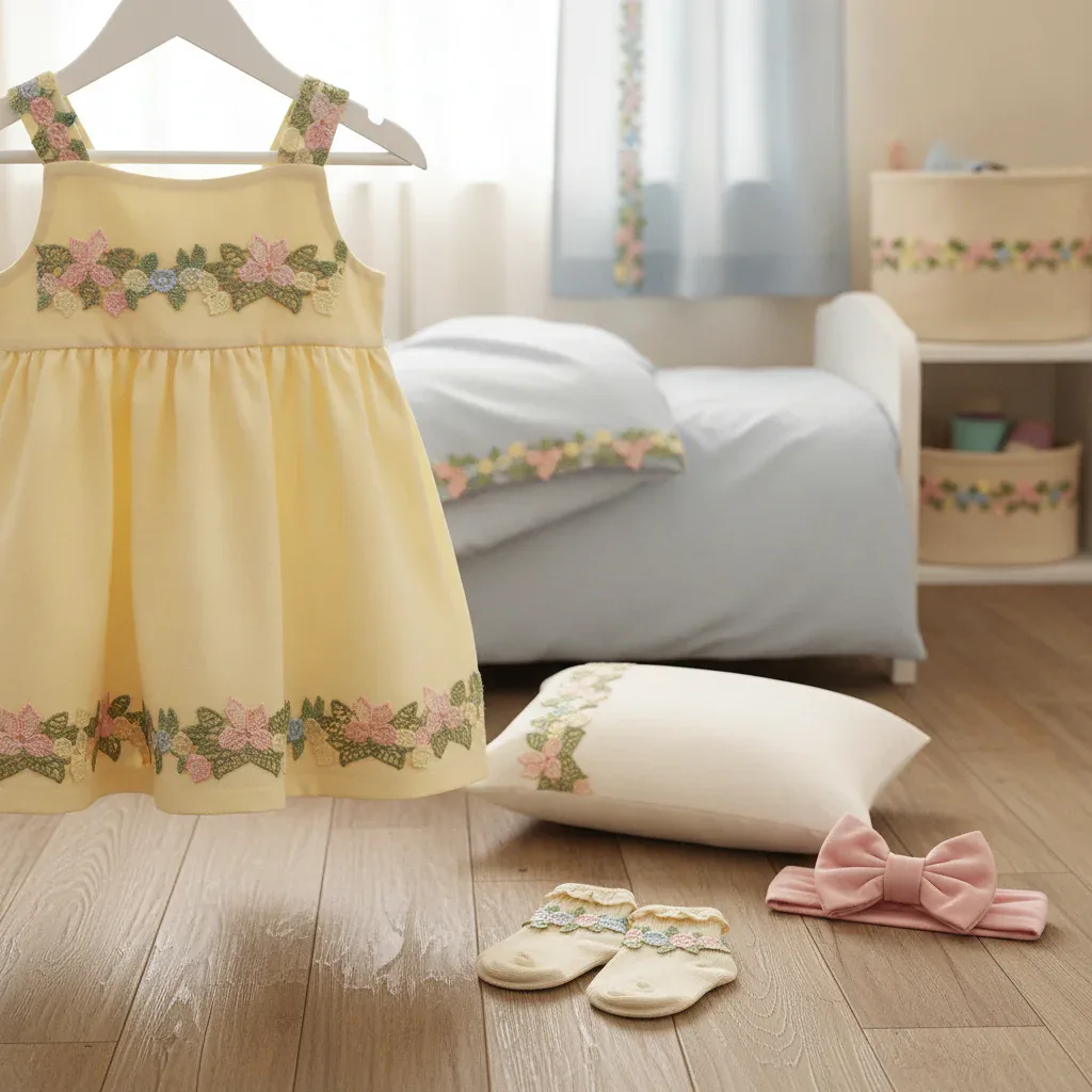 Galon à broderie florale pour couture enfant et décoration intérieure — vue de détail 4
