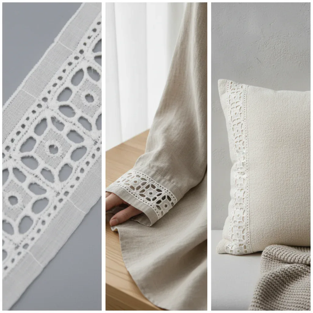 Factory Direct Geometric Cotton Lace Trim for Children's Apparel and Crafts — detail view 2 Factory Direct Geometric Cotton Lace Trim for Children's Apparel and Crafts — detail view 2