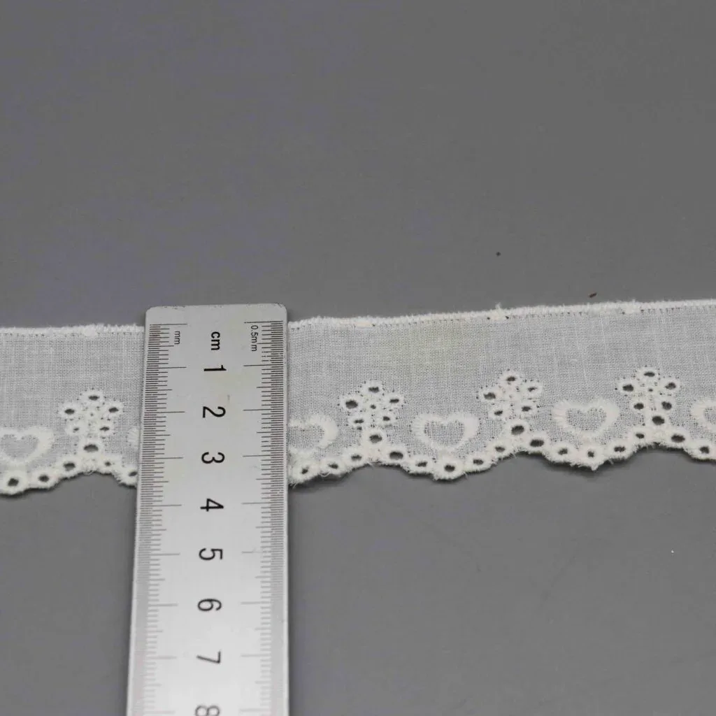 Narrow Cotton Eyelet Embroidery Lace Trim with Scalloped Heart Edge — product detail Narrow Cotton Eyelet Embroidery Lace Trim with Scalloped Heart Edge — product detail