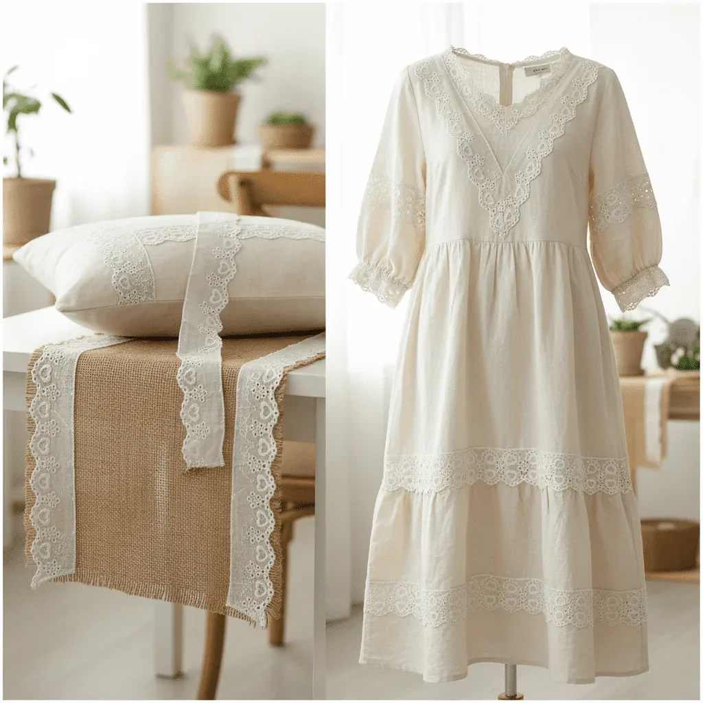 Narrow Cotton Eyelet Embroidery Lace Trim with Scalloped Heart Edge — detail view 4 Narrow Cotton Eyelet Embroidery Lace Trim with Scalloped Heart Edge — detail view 4
