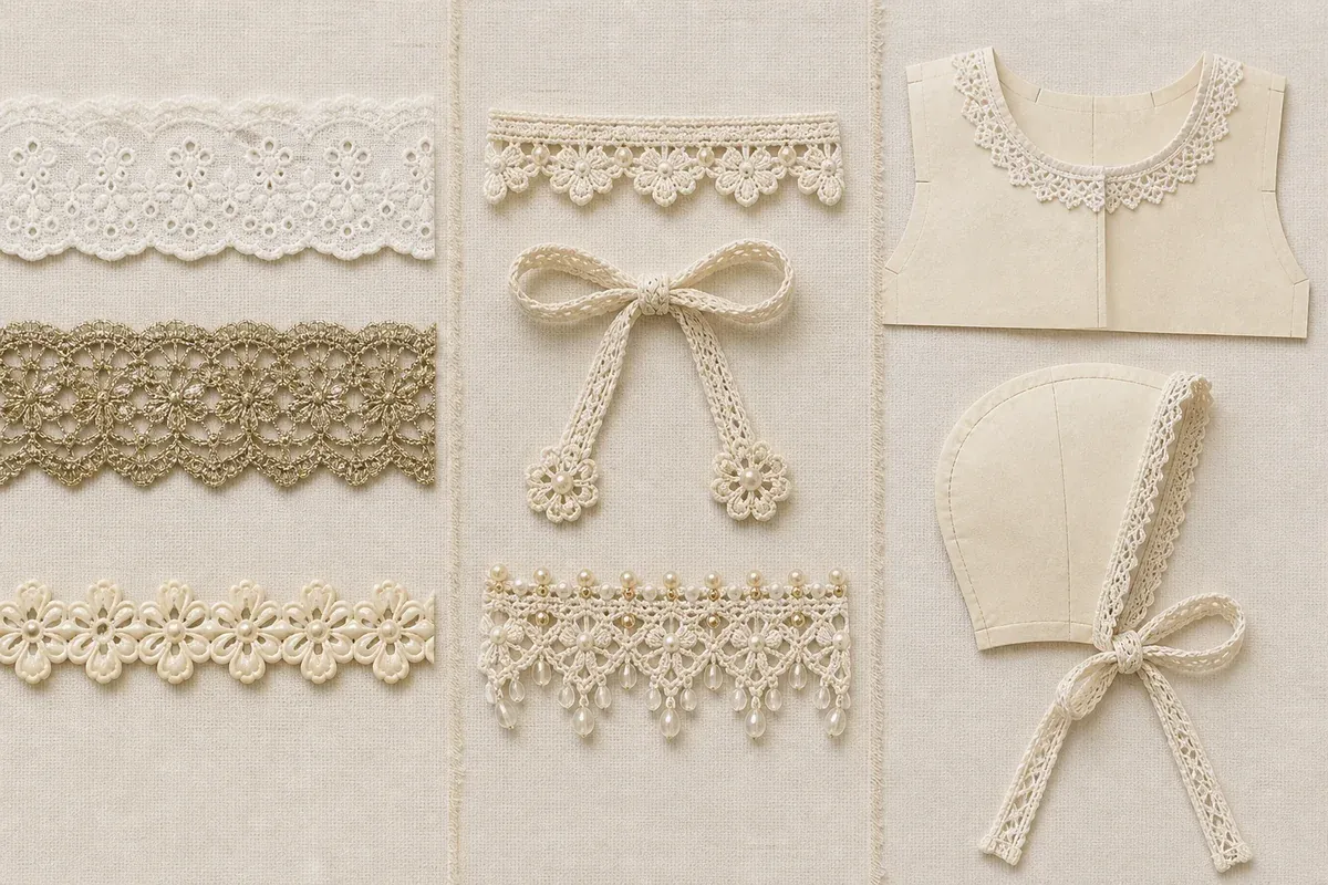 Comparison of lace trim materials, constructions and placements on childrenswear