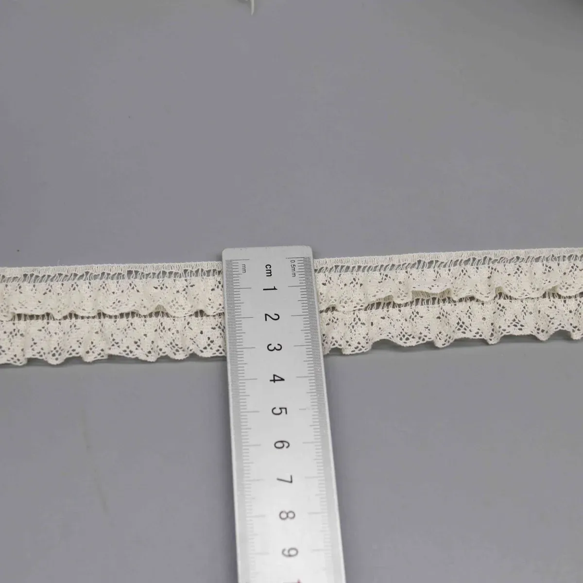 Gathered Pointelle Mesh Ruffle Lace Trim for Garment Edging, product detail view 2