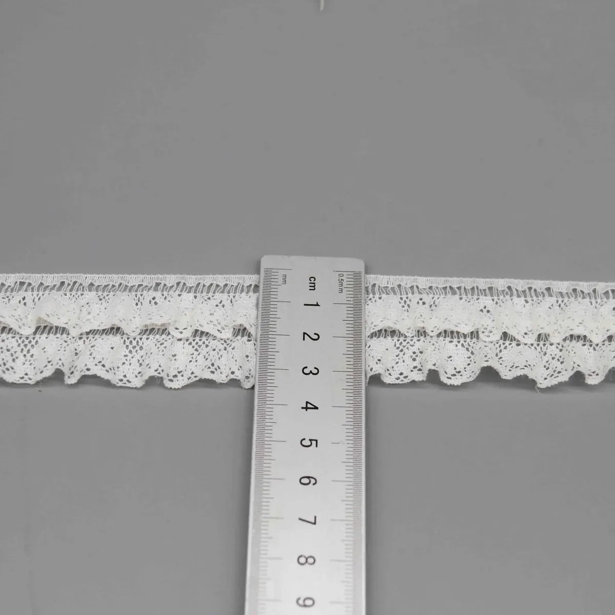 Gathered Pointelle Mesh Ruffle Lace Trim for Garment Edging, product detail view 9