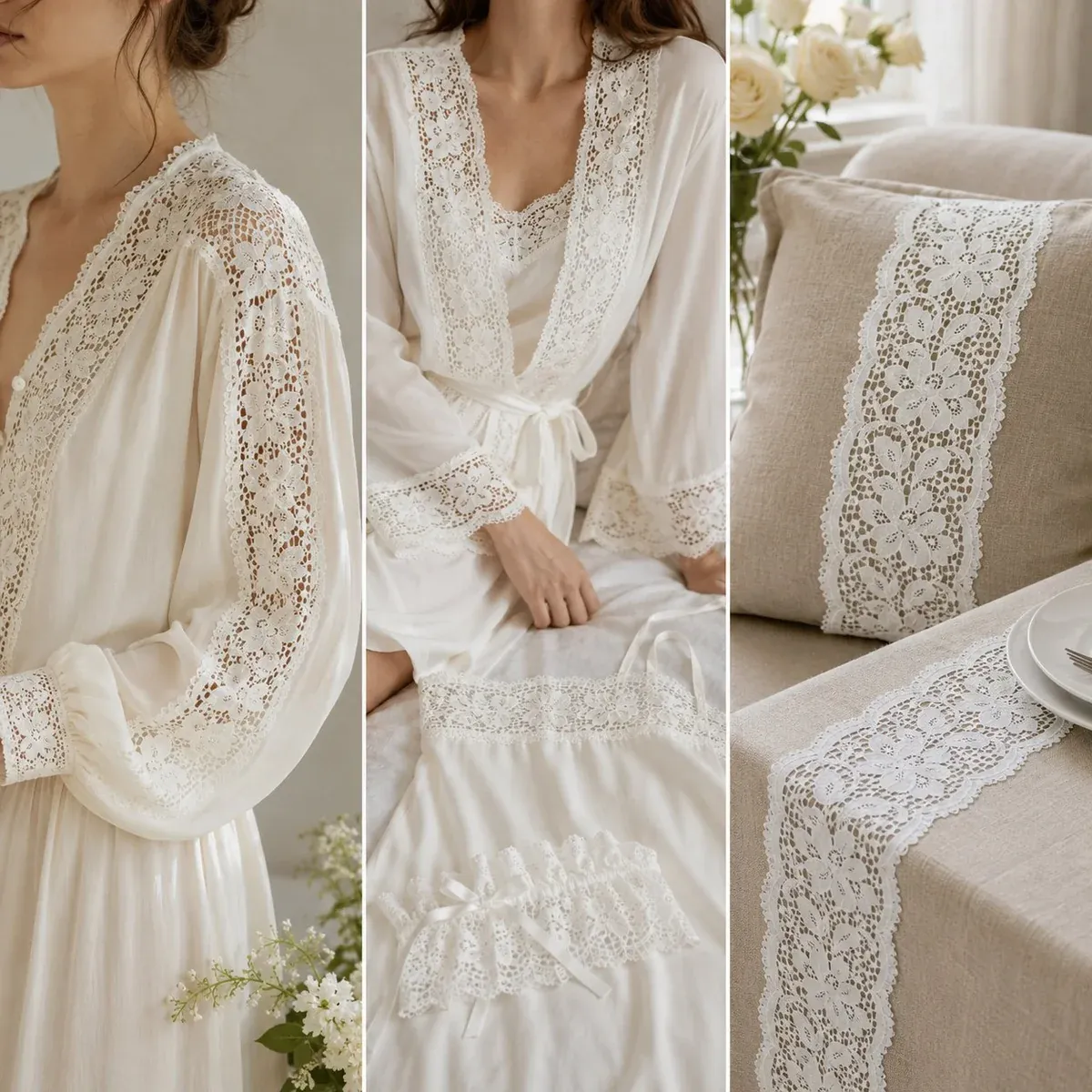 Galonspitzenborte mit wiederkehrendem Blumen- und Blattmuster auf Netz für Dessous — Detailansicht 2 Galonspitzenborte mit wiederkehrendem Blumen- und Blattmuster auf Netz für Dessous — Detailansicht 2