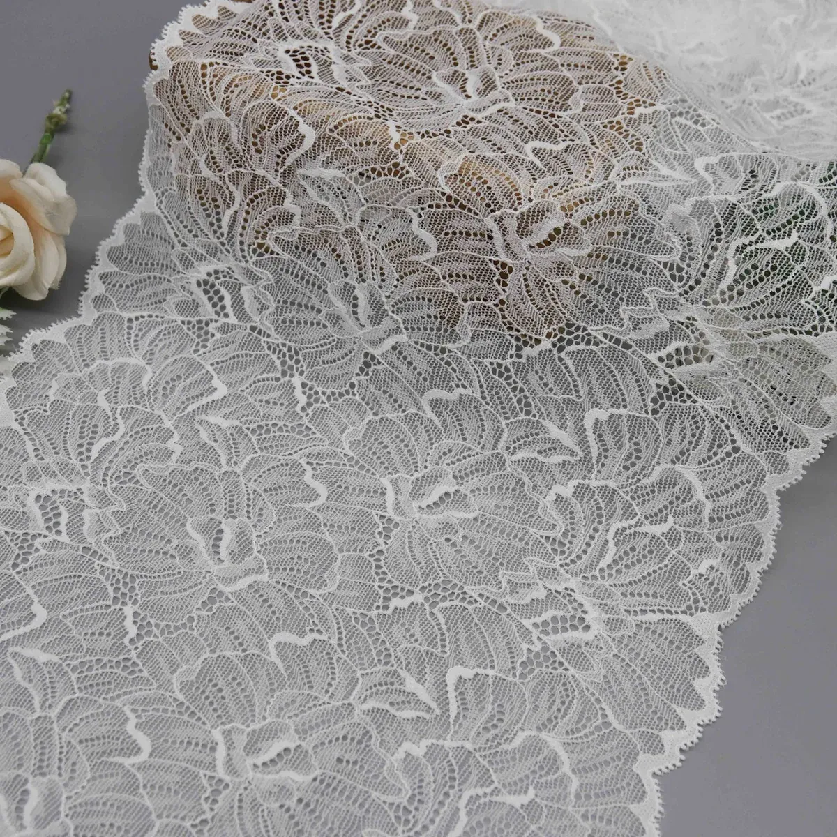 Factory Direct 25cm Stretch Galloon Lace for Lingerie and Waistbands — detail view 2 Factory Direct 25cm Stretch Galloon Lace for Lingerie and Waistbands — detail view 2