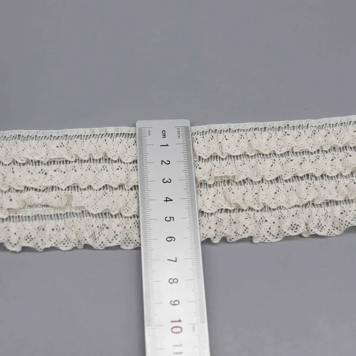 Ruffled Nylon-Cotton Lace for Garment Cuffs and Hems, product detail view 6