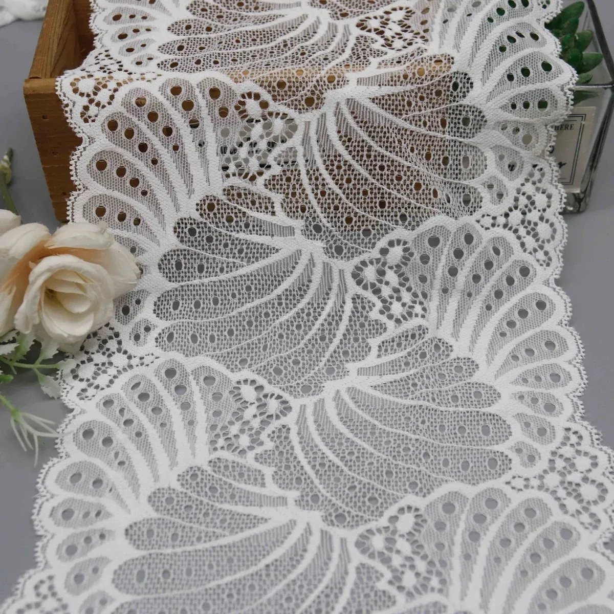 Factory Direct Wide Stretch Galloon Lace for Lingerie and Apparel Design — detail view 2 Factory Direct Wide Stretch Galloon Lace for Lingerie and Apparel Design — detail view 2