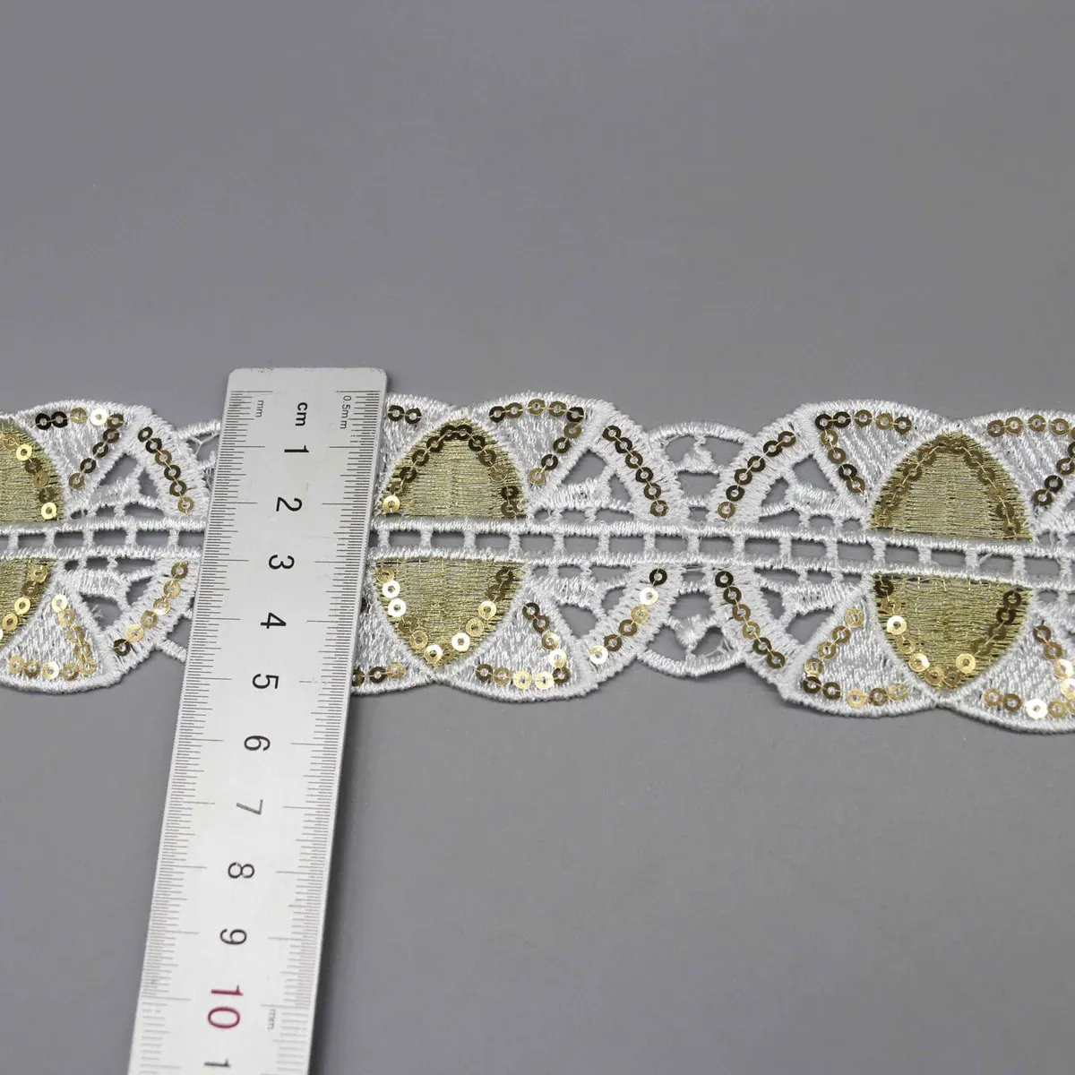 Elegant Sequined Lace Trim for Sari Borders and Costume Design, product detail view 3