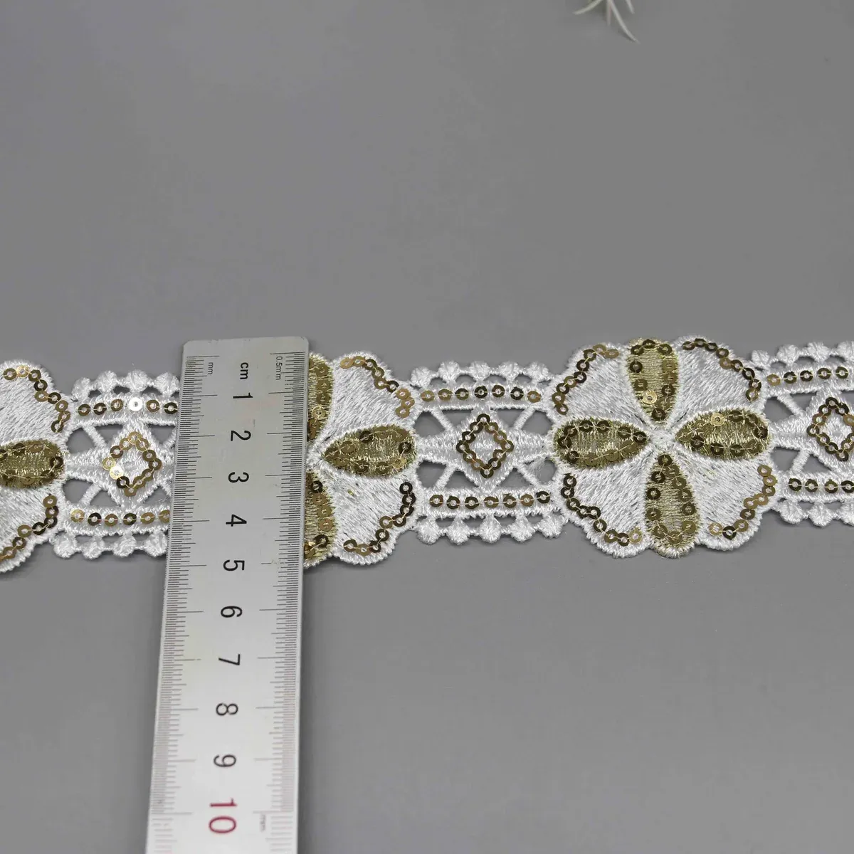 Elegant Sequined Lace Trim for Sari Borders and Costume Design, product detail view 9