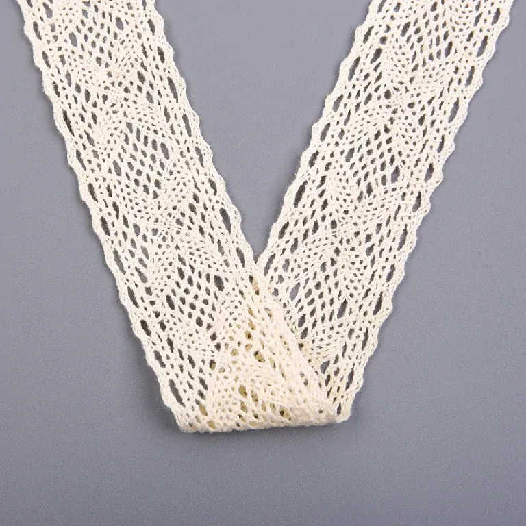 Tira de encaje de ganchillo 100% algodón con ondas en espiga, de 4.5cm, para moda bohemia y decoración del hogar, vista alternativa del producto 4 Tira de encaje de ganchillo 100% algodón con ondas en espiga, de 4.5cm, para moda bohemia y decoración del hogar, vista alternativa del producto 4