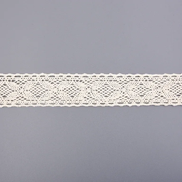 Encaje de ganchillo con chevrones ondulados 100% algodón, 4.5cm, para moda bohemia y decoración, vista de detalle 7 del producto