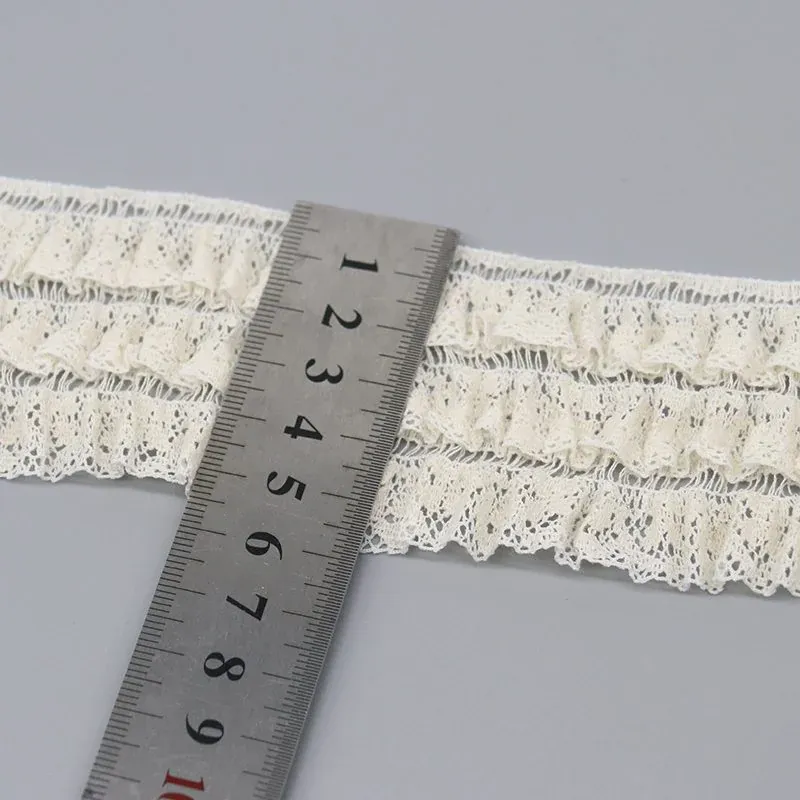 Geraffte elastische Häkelspitzenborte mit Rüsche aus Nylon und Baumwolle, 3.6-6cm, für Kinderbekleidung und Heimdekoration, Produktdetailansicht 4