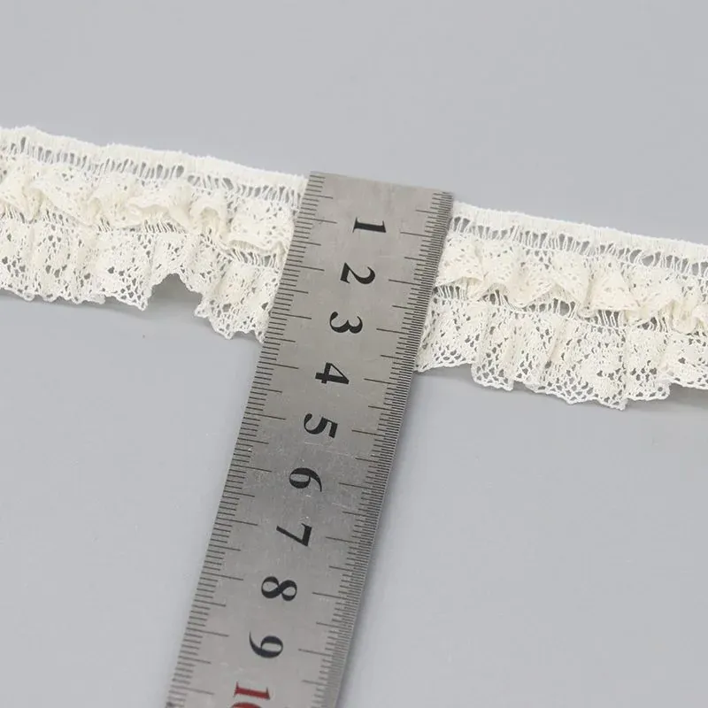 Geraffte elastische Häkelspitzenborte mit Rüsche aus Nylon und Baumwolle, 3.6-6cm, für Kinderbekleidung und Heimdekoration, Produktdetailansicht 5