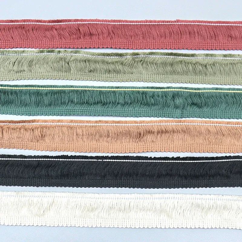 Brushed Wave Cotton Fringe Lace Trim 3.2cm on roll showing bulk availability Brushed Wave Cotton Fringe Lace Trim 3.2cm on roll showing bulk availability